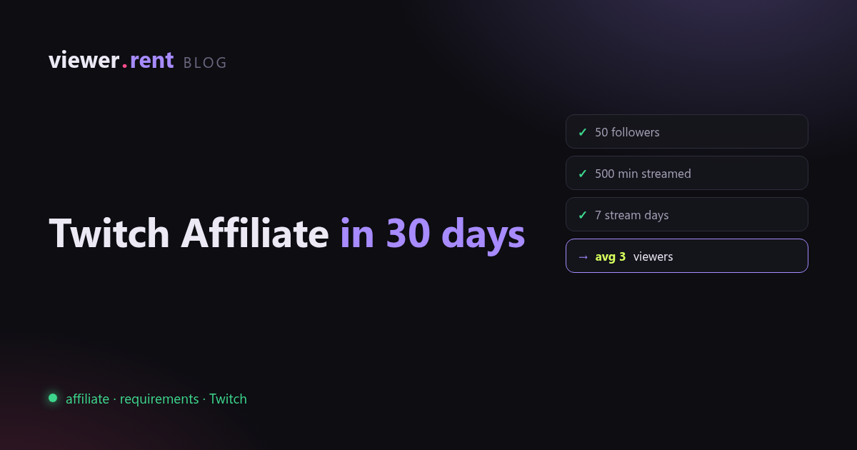 Twitch Affiliate Requirements: Hit Your Goals in 30 Days