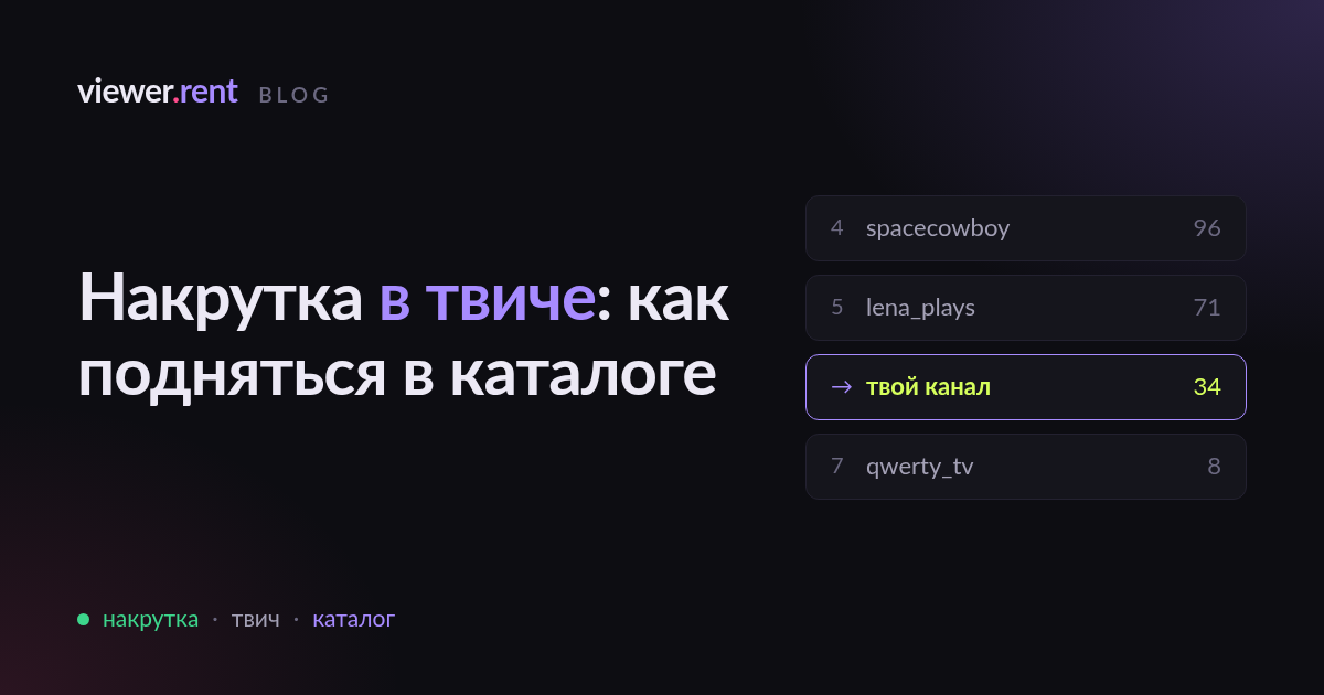 Накрутка зрителей в твиче: как поднять онлайн и остаться в каталоге